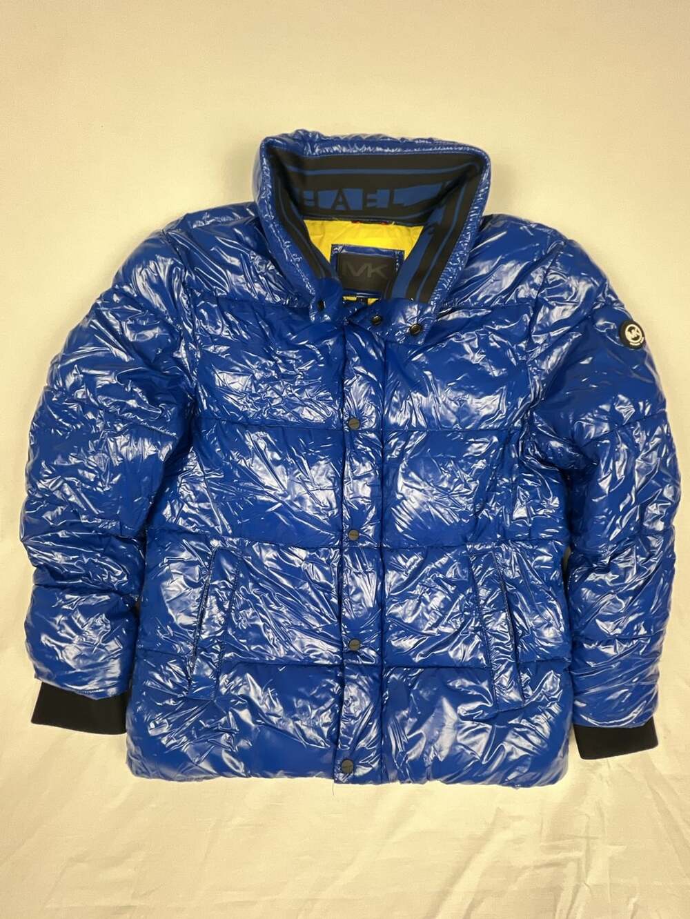 Michael Kors Puffer Jacket Blue Shiny Nylon